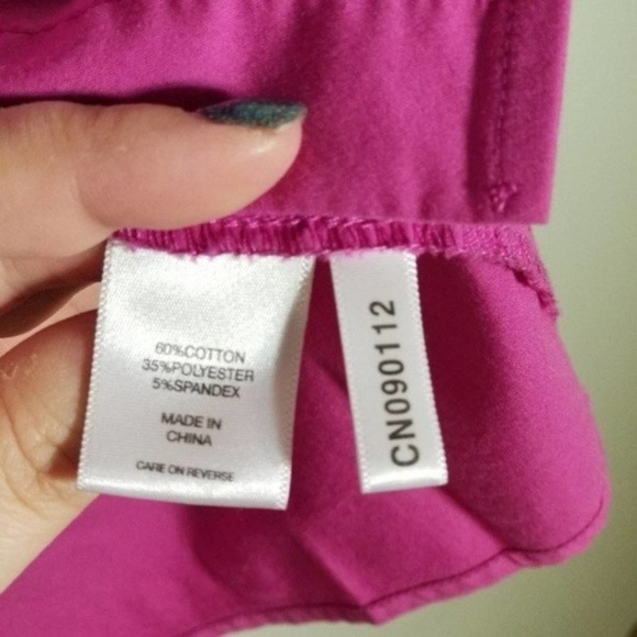 New York & Company Purple Button Down 3/4 Sleeve Ruffle Edge Top Size XL - Picture 5 of 5